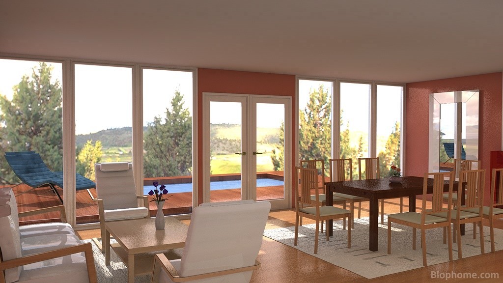 salon comedor + piscina esterior